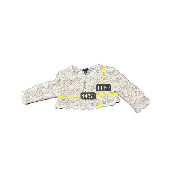 Connected Apparel Womens Ivory Scalloped Lace Cropped Cardigan Shrug SZ Small - Picture 7 of 8